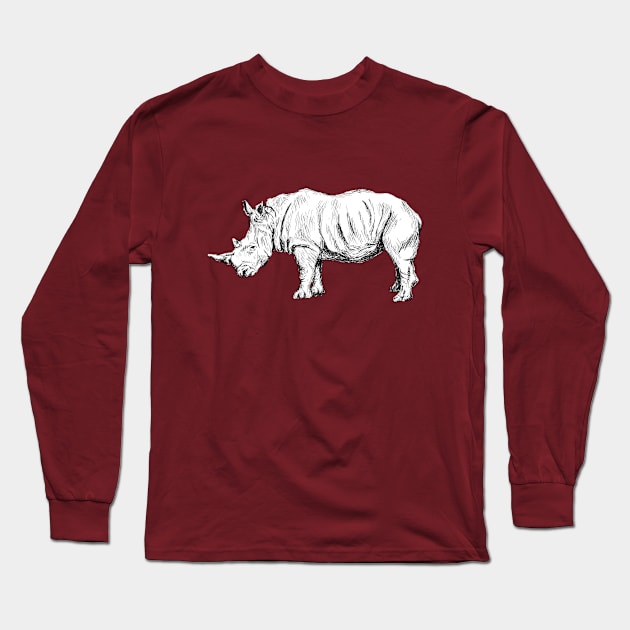 Rhinoceros Print Long Sleeve T-Shirt by rachelsfinelines